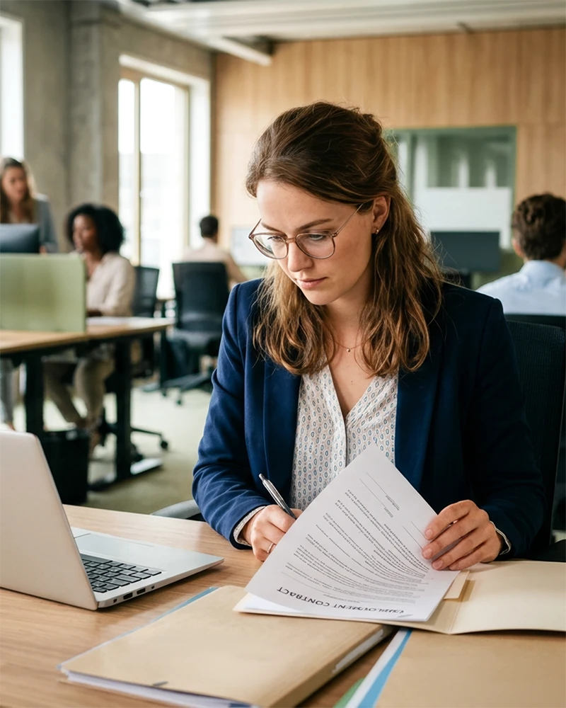 Legal Backoffice Employee checking contract