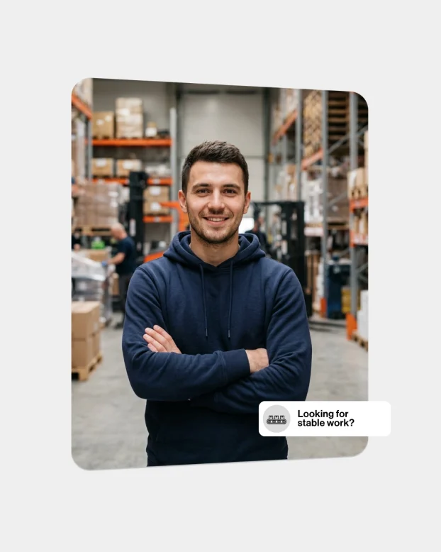Happy Solutions warehouse employee at work in the Netherlands.